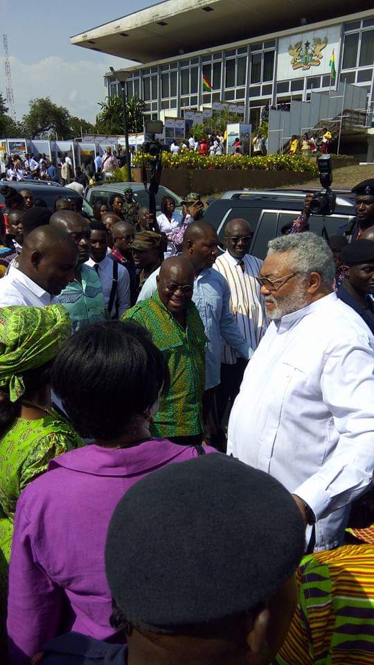 President Nana Akufo-Addo and J.J. Rawlings Greeting Dignitaries at State Sanitation Event